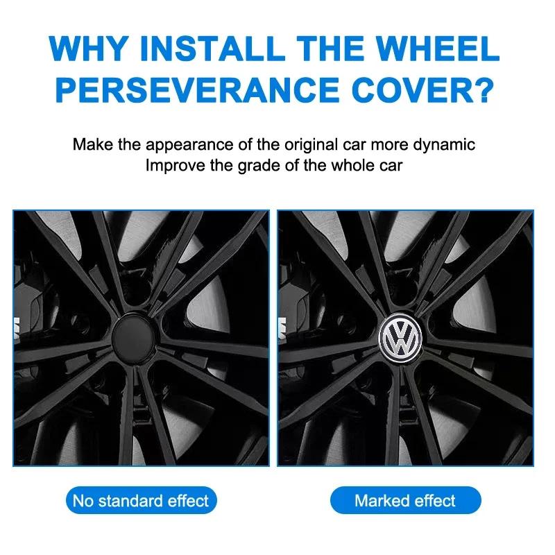 For VW 4Pcs 55mm 65mm Car Wheel Hub Cover Rim Center Cap Accessories For VW GTI Polo Golf MK6 Passat B6 B7 Tiguan Arteon Jetta ID.3 CC EM1 V2