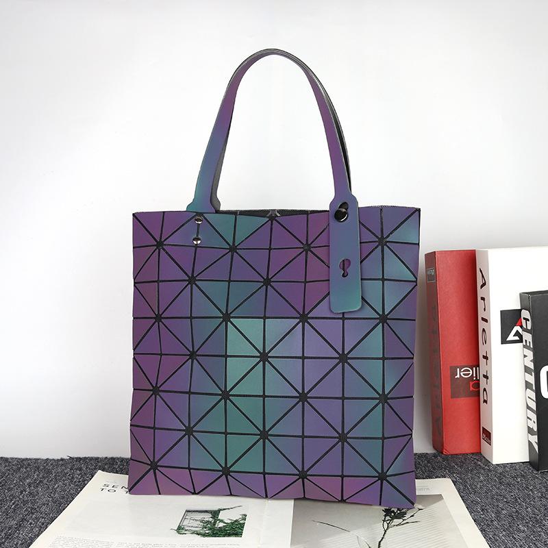 Складная сумка-шоппер Геометрический ромб Меняющая цвет Светящаяся Сумка-тоут Женская Японская Ромб Модная Сумка на плечо/в руке