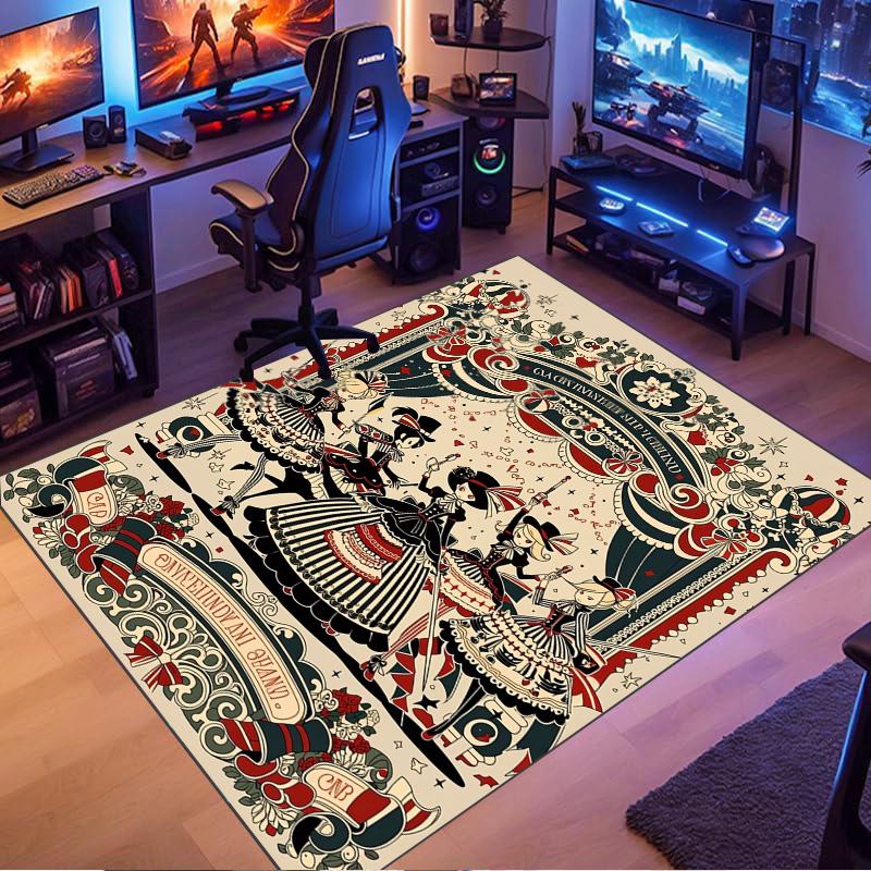 Vintage Circus Lolita Girl Non-Slip Area Rug, Floor Carpet for Bedroom Living Room