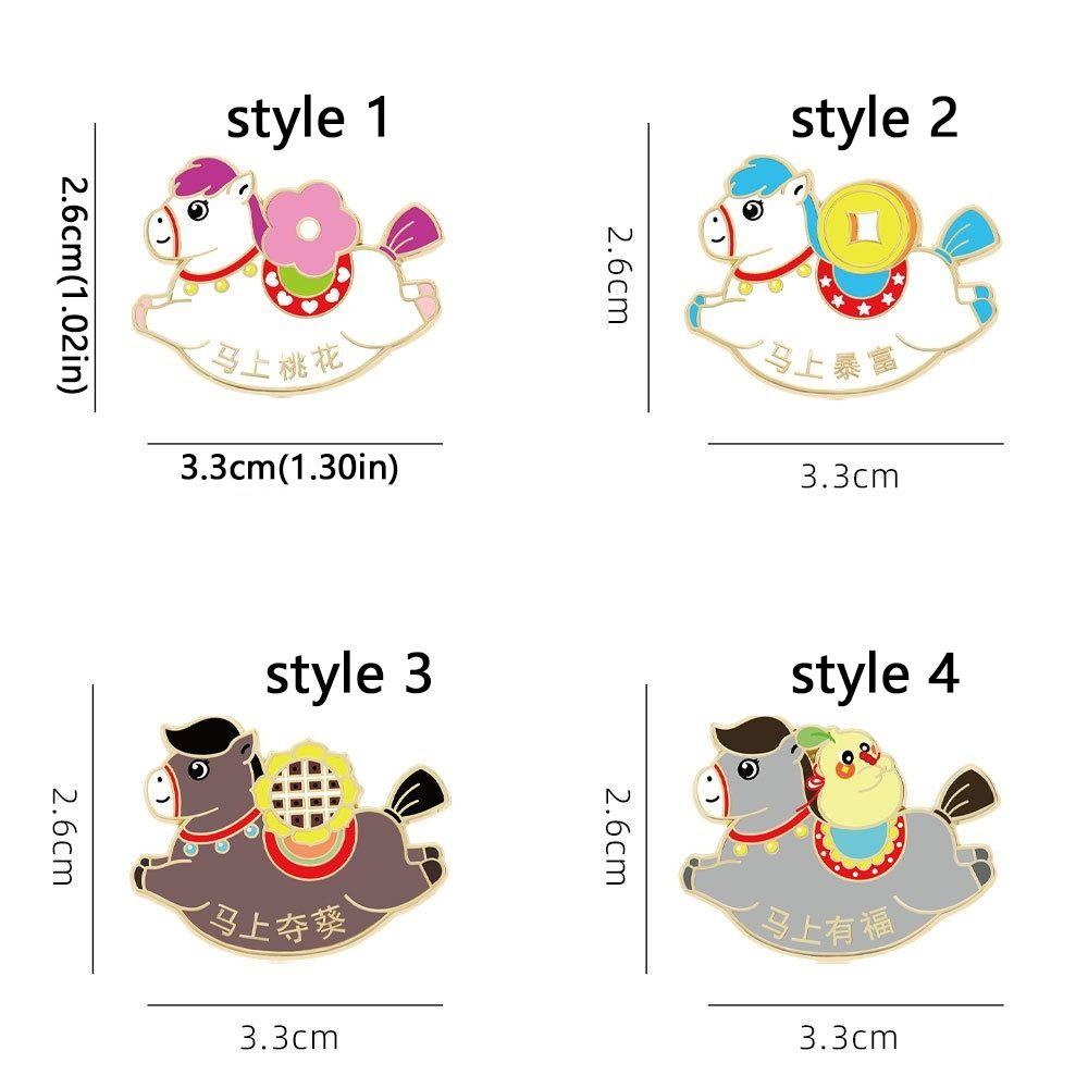 Cute Zodiac Horse Brooch Cartoon Horse Year Brooch Badge Pins Animal Brooch Women Accessories