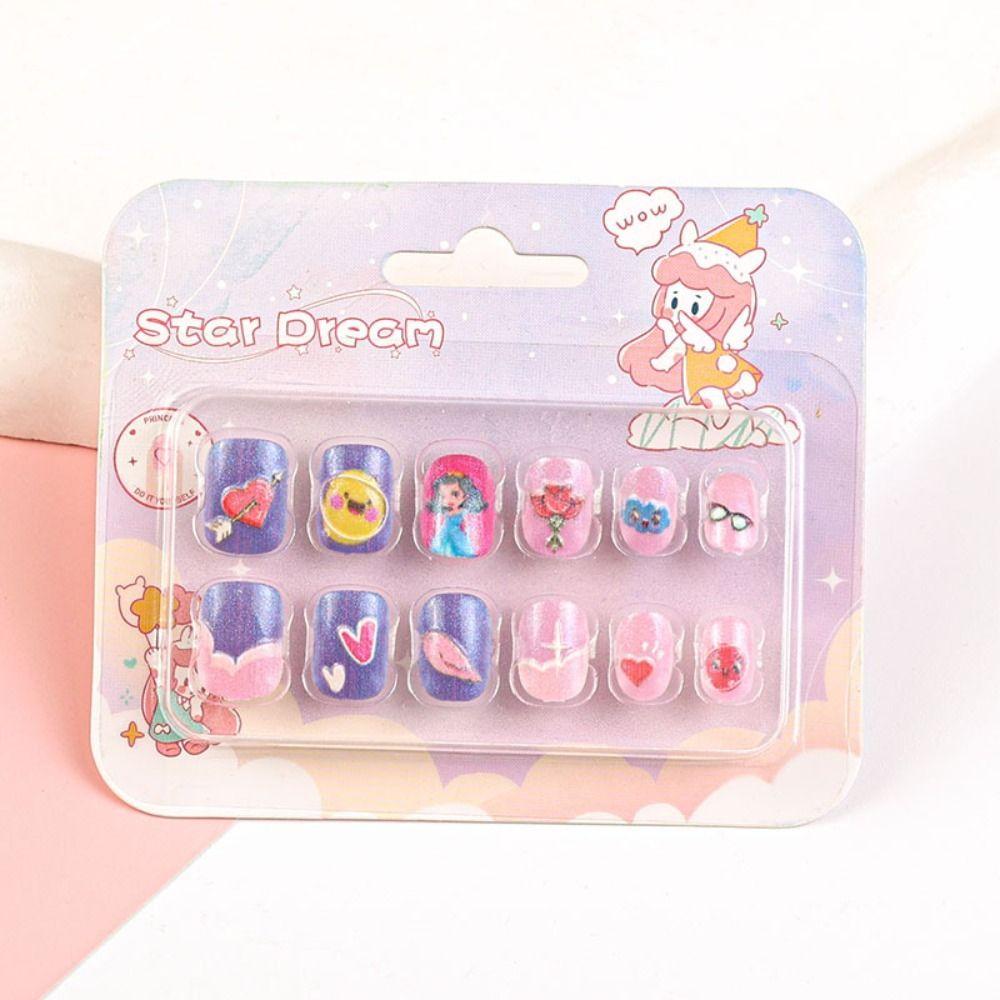 Cute Children Nail Patches Short Press on Nails Fashion False Nails  for DIY