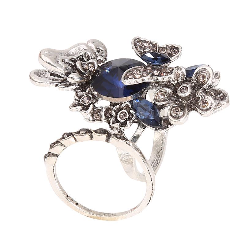 2 шт./компл. Винтажное женское кольцо с большим драгоценным камнем и кристаллом, модное роскошное изящное кольцо в виде бабочки, складывающееся в стек, ювелирные изделия