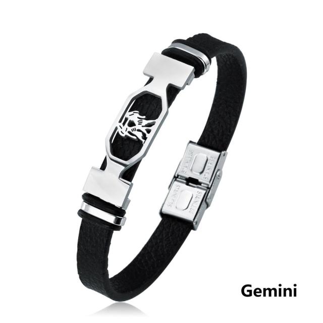 Бохо 12 созвездий знаков зодиака браслеты из нержавеющей стали кожаные браслеты для мужчин и женщин повседневный роскошный индивидуальный браслет