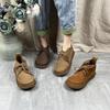 Весенне-осенние женские туфли ручной работы на мягкой подошве, повседневные туфли на плоской подошве, женские туфли с круглым носком, неглубокие лоферы с мягкой подошвой, однотонные туфли в стиле ретро