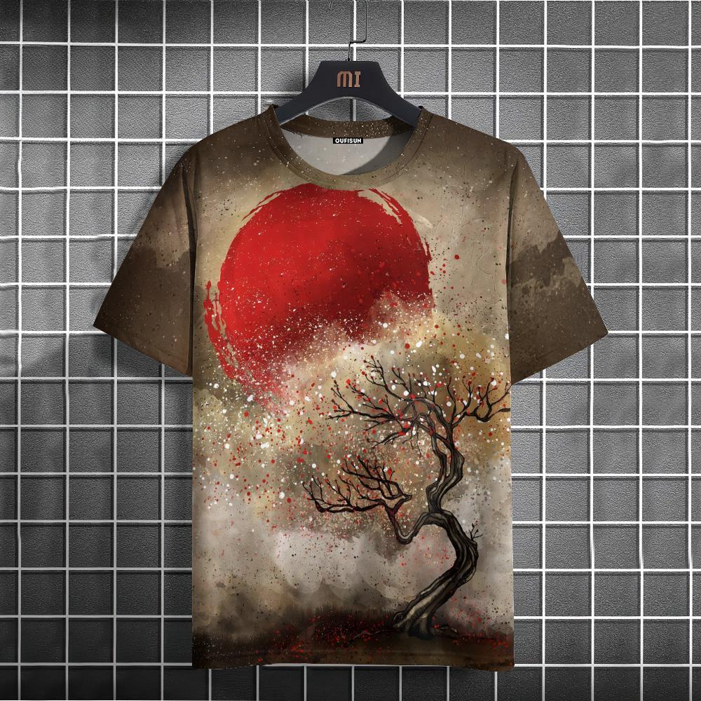 Мужская футболка в японском стиле с рисунком воина, футболки с принтом, повседневные свободные футболки с короткими рукавами, мужская одежда больших размеров, летние топы