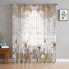 Flowers Retro Plants White Flowers Bedroom Transparent Sheer Curtains Holiday Decoration Window Voile Tulle Curtain