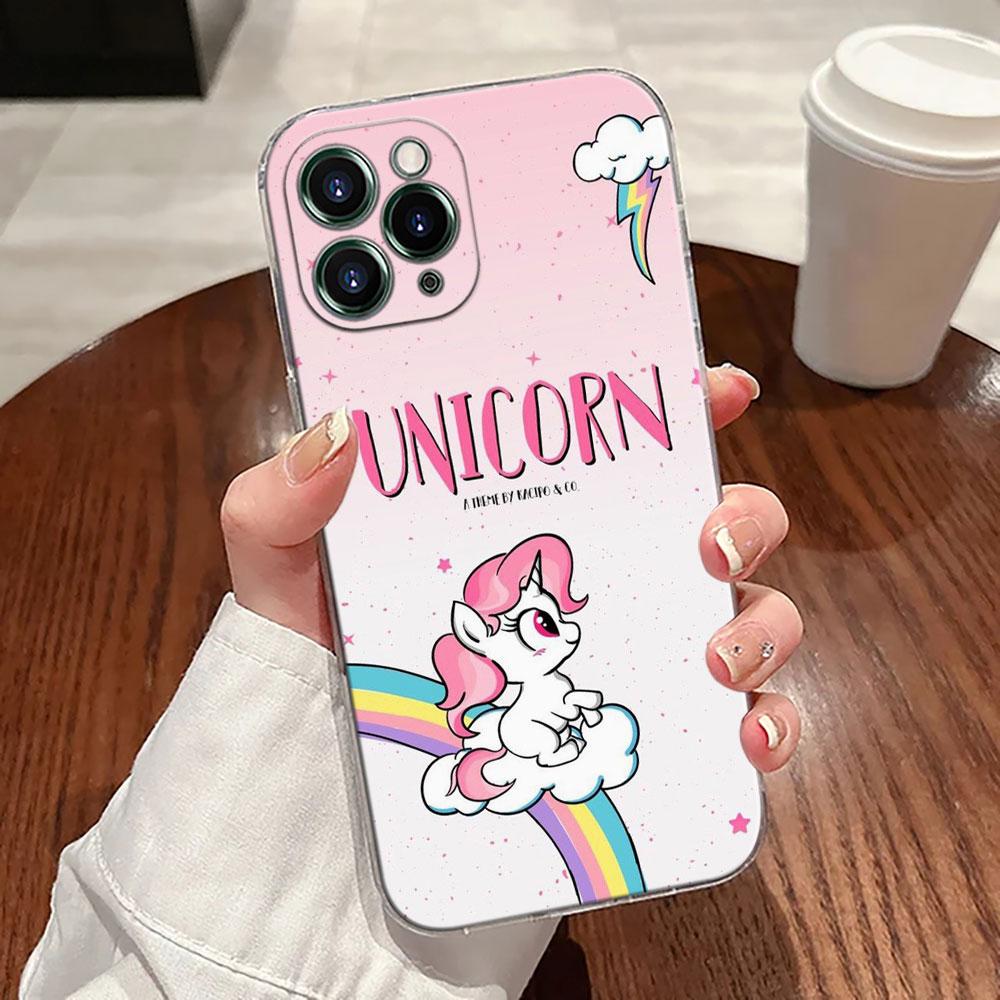 Cute Rainbow Unicorn Transparent Case For Apple iPhone 17 16 15 14 13 12 11 Pro Max 16 Plus 16E 17Air 17Pro Phone Cover Silicone