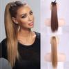 22" Long Silky Straight Synthetic Drawstring Ponytail Clip In Extension High Temperatur Fiber