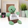 Positive Crochet Turtle Handmade Crocheted Turtle Mini Positive Turtle with Emotional Support Card