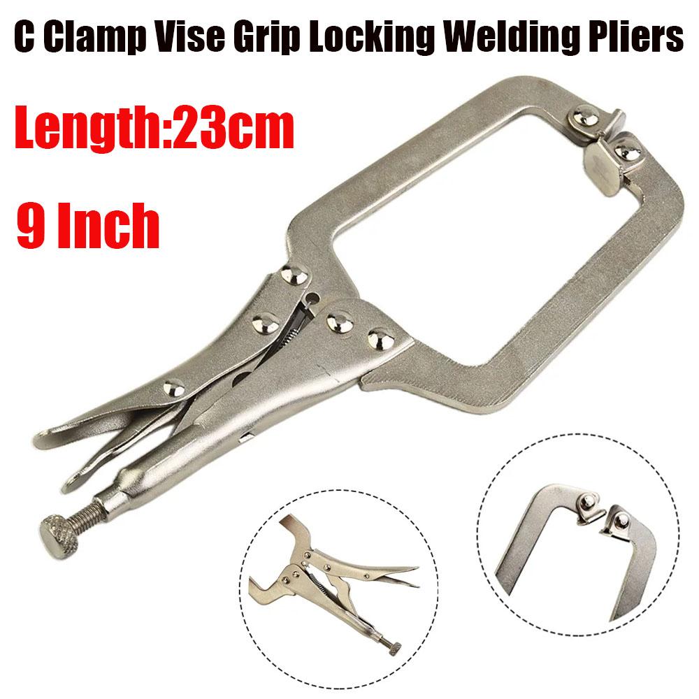 9-дюймовые стальные тиски C-образной формы с фиксатором, клещи для сварки, инструмент для поиска шипов по дереву, серебристый, высококачественная сталь