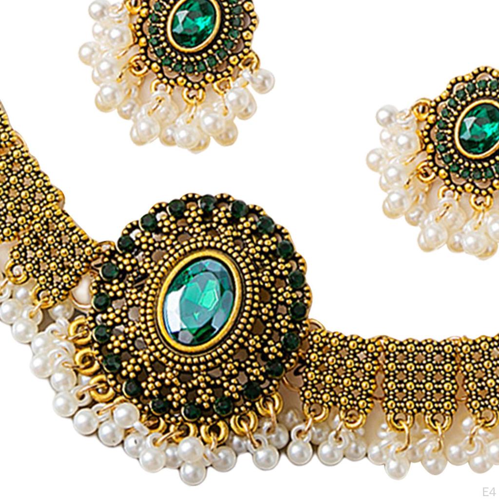 Necklace Earring Set Trendy Statement Pendant Jewelry for Brides Girls