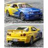 1/32 Nissan GTR R34 Форсаж Модель автомобиля из легкого сплава литая игрушка со звуком и светом транспортные средства украшения игрушки для детей подарок
