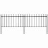 VidaXL Garden Fence with Spear Top Steel 359 X 100 Cm Black 277612