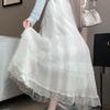 Женская макси-юбка с высокой талией, многоярусная, с кружевной отделкой, дизайн с панелями и оборками, милый облегающий крой и мягкая романтическая эстетика