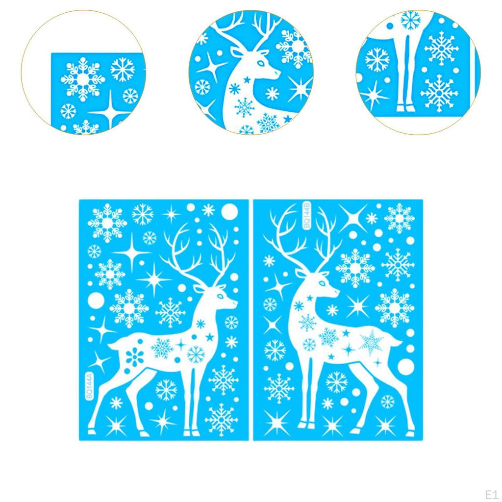 2x рождественские наклейки на окна, рождественские украшения, снежинки, легко устанавливаемые, статические наклейки из ПВХ в виде лося