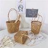 Picnic Props Straw Woven Basket with Handle Storage Basket Practical Tea Cup Cover