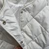 Women Fall Winter White Duck Down Jacket Coat Padded O-Neck Single-breasted Full Sleeve Pocket Lingge Thin Solid Color