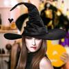Halloween Hat Super Soft Wide Brim Friendly To Skin Wear Resistant Washable Enhance Atmosphere Cloth Bat Pendant Style Witch