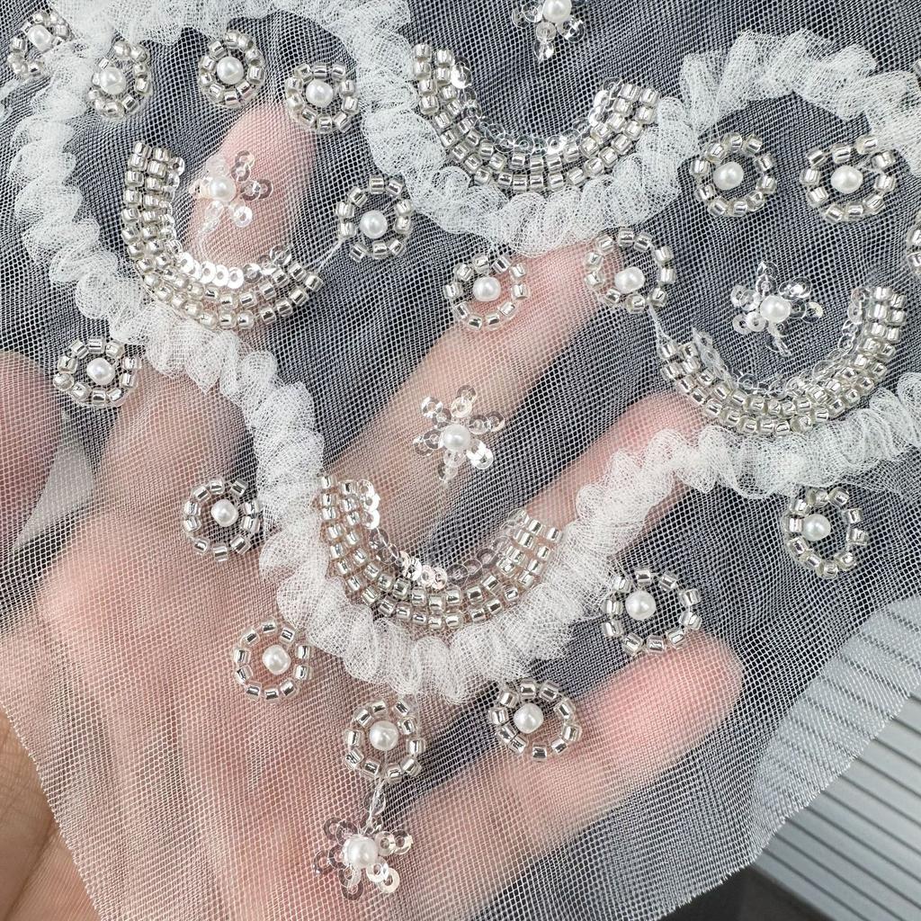 Embroidery Beaded Collar With Decorative Women'S Clothing, Lace Three-Dimensional Placket Front Collar Accessories Neckline