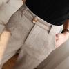 Women Suit Pants Herringbone Print High Waist Thick Warm Slim Fit Straight Soft Pockets OL Commute Formal Long Trousers Lady