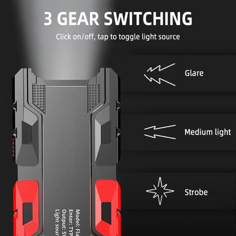 Strong EDC Keychain Flashlight Outdoor Portable USB Rechargeable Multifunction LED Light Power Bank Waterproof Camping Lamp