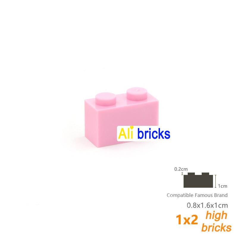 60pcs/lot Bulk Blocks Building Bricks Thick 1X2 Educational Assemblage Construction Toys for Children Size Compatible With Brand