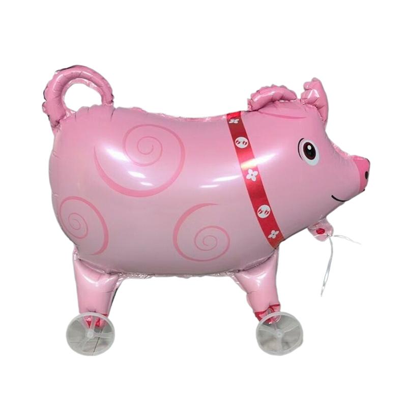 4D Cartoon Foil Balloons Elephant Stand Walking Balloon With Wheel For Kids Birthday Party Decoration Baby Shower