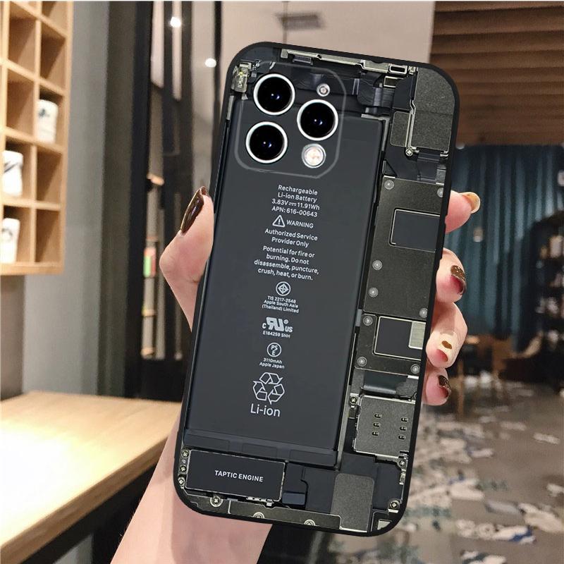 Чехол для телефона для iphone 14 13 12 11 Pro Max XS XR X 12mini 14 Plus SE, аккумулятор, материнская плата, чехол для мобильного телефона, принципиально