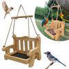 Качели-кормушка для птиц, подвесная кормушка для птиц, деревянная, в форме стула, качели, кормушка для птиц для подоконника, дерева
