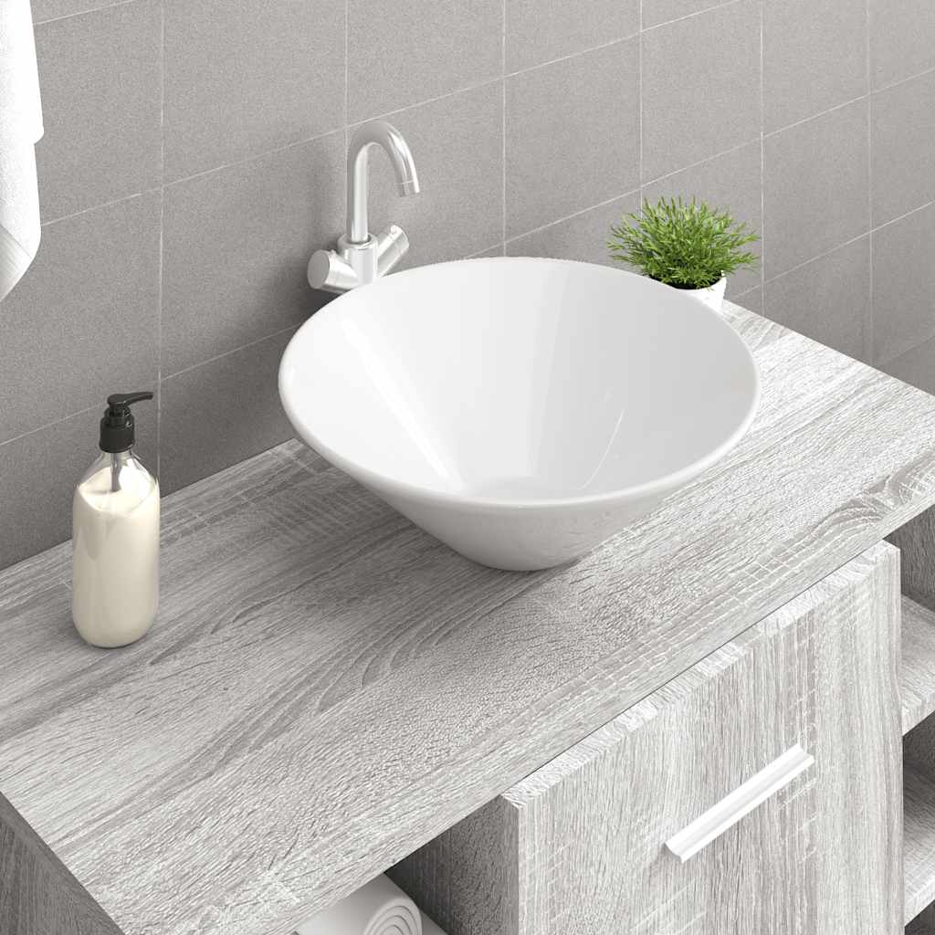 Wash Basin Set 2 pcs White 42 x 42 x 14 cm Ceramic