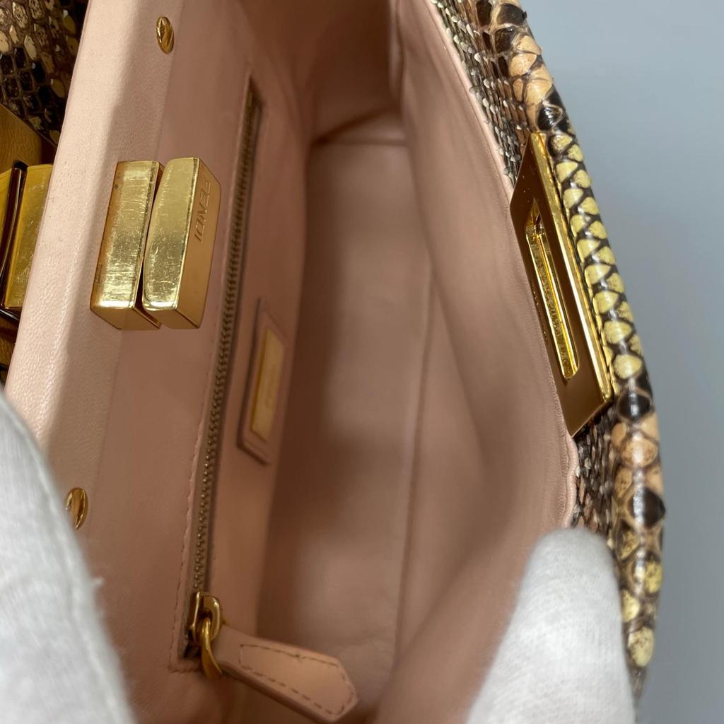 FENDI Peekaboo mini 8BN244 Python Handbag beige Women 2WAY used