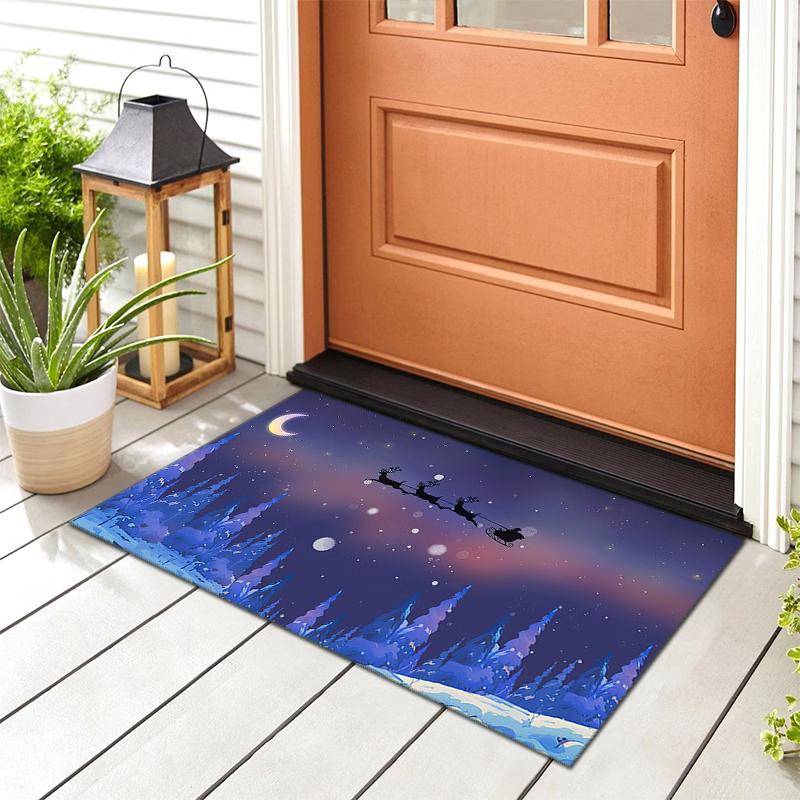 Merry Christmas Festive Greetings Carpet Printing Home Decor Protective Pad Doormat Art