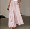 Women's Solid Color Trousers Elastic Belt Wide Leg High Waist Long Culottes