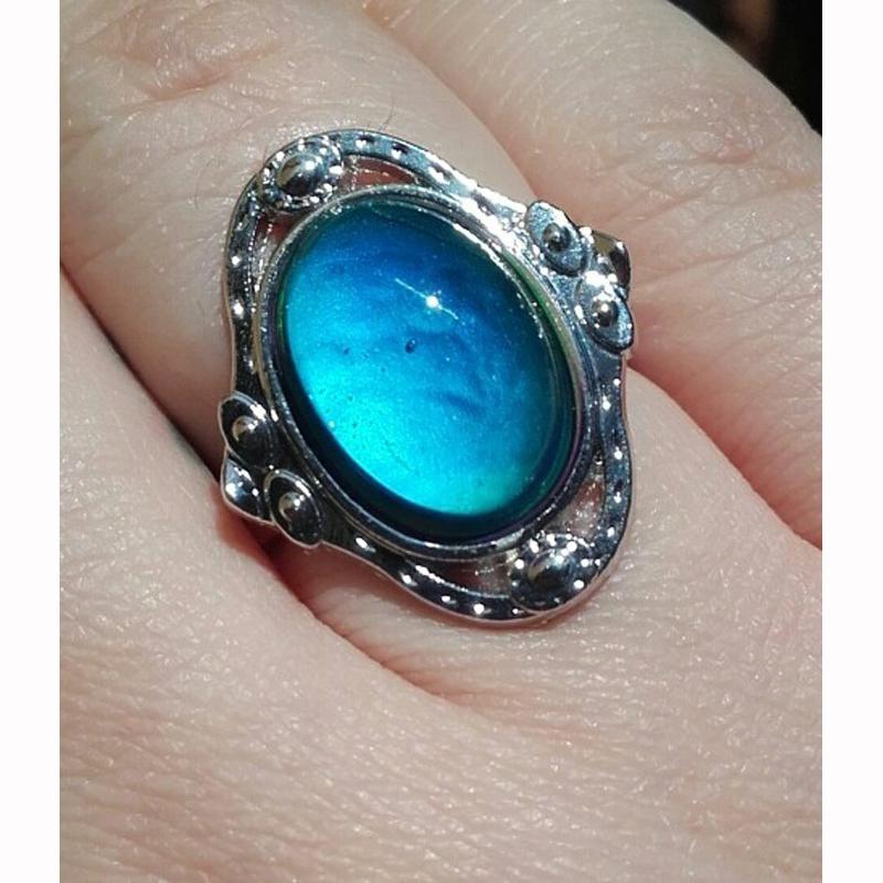 Retro Magic Mood Ring Gem Heart Feeling Color Change Ring Adjustable Temperature Ring 1 Pc