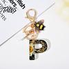Talos Black Series Keychain Pendant, Dried Flower Initial Letter Charm Key Chain with Bee Tassel Design, A-Z Holder for Bag Purse Backpack