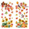 Easy Application Glass Art Autumn Harvest Window Decals, Sunflower Maple Leaf Pumpkin Bird Static Cling Stickers, Decals Reusable Fall Decor for Home