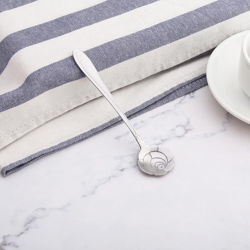 HANYANG Креативная посуда из нержавеющей стали Ложка для цветов с короткой ручкой Бытовая птичье гнездо Десертная ложка Ложка для перемешивания Ложка для цветов вишни