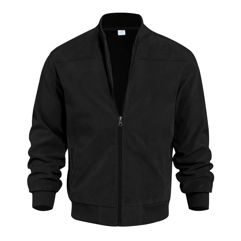 Punk Style Leather Sleeve Zipper Jacket For Men Casual Fall Wear