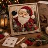 Vintage Christmas 3D Fabric Poke Art Kit With Frame Retro Aesthetic Easy Tutorial For Diy Craft Lovers Christmas Home Decoration