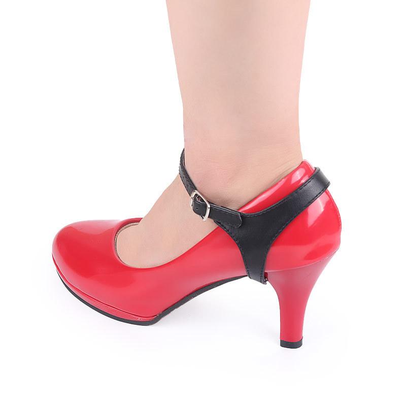 Женские Однотонные Туфли на Высоком Каблуке с Кожаной Шнуровкой Anti-heel и Ремешком на Шею, Ленивая Пряжка, Удобный Дизайн