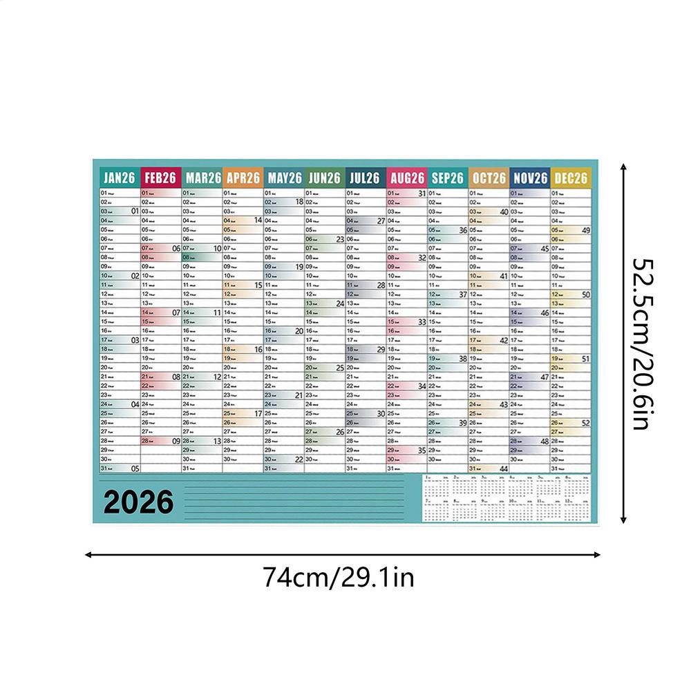 Настенный календарь на 2026 год, ежемесячный, 29 x 20 дюймов, большой, для домашнего декора, с вкладками-подсказками, ежемесячный настенный календарь для умственных занятий, учебы, домашних дел
