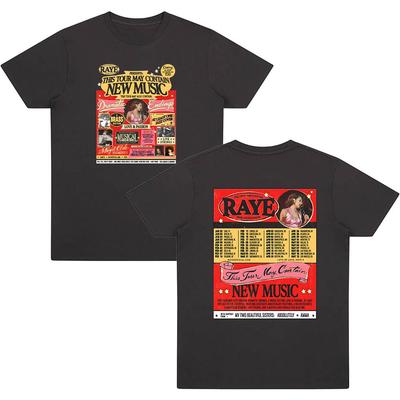 Raye Tour 2026 Графические футболки Женские Мужские Модные Футболки с коротким рукавом Повседневные Мягкий хлопок Летний Трендовый дизайн Уличная одежда Y2K