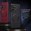 For OnePlus ACE 2 2 Pro Fine-hole PU Cow Pattern Leather External Magnetic Ring Soft Edge Anti-drop Anti-fingerprint Phone Case