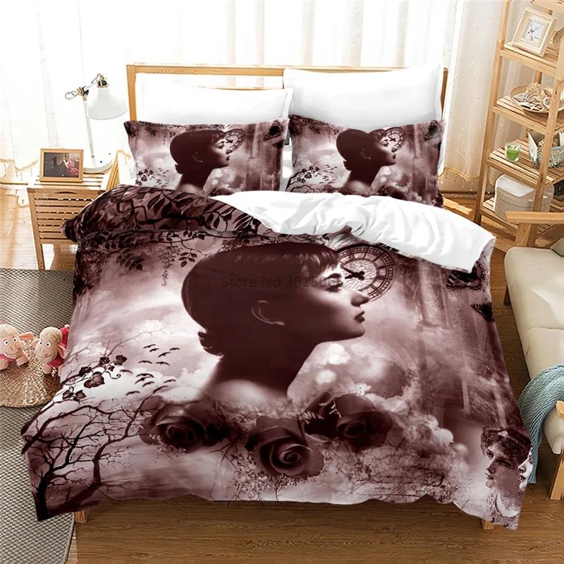 Audrey Hepburn 3D Duvet Cover Set with Pillowcase Printed Bedding Set Single Double Twin Full Queen King Size for Bedroom Decor