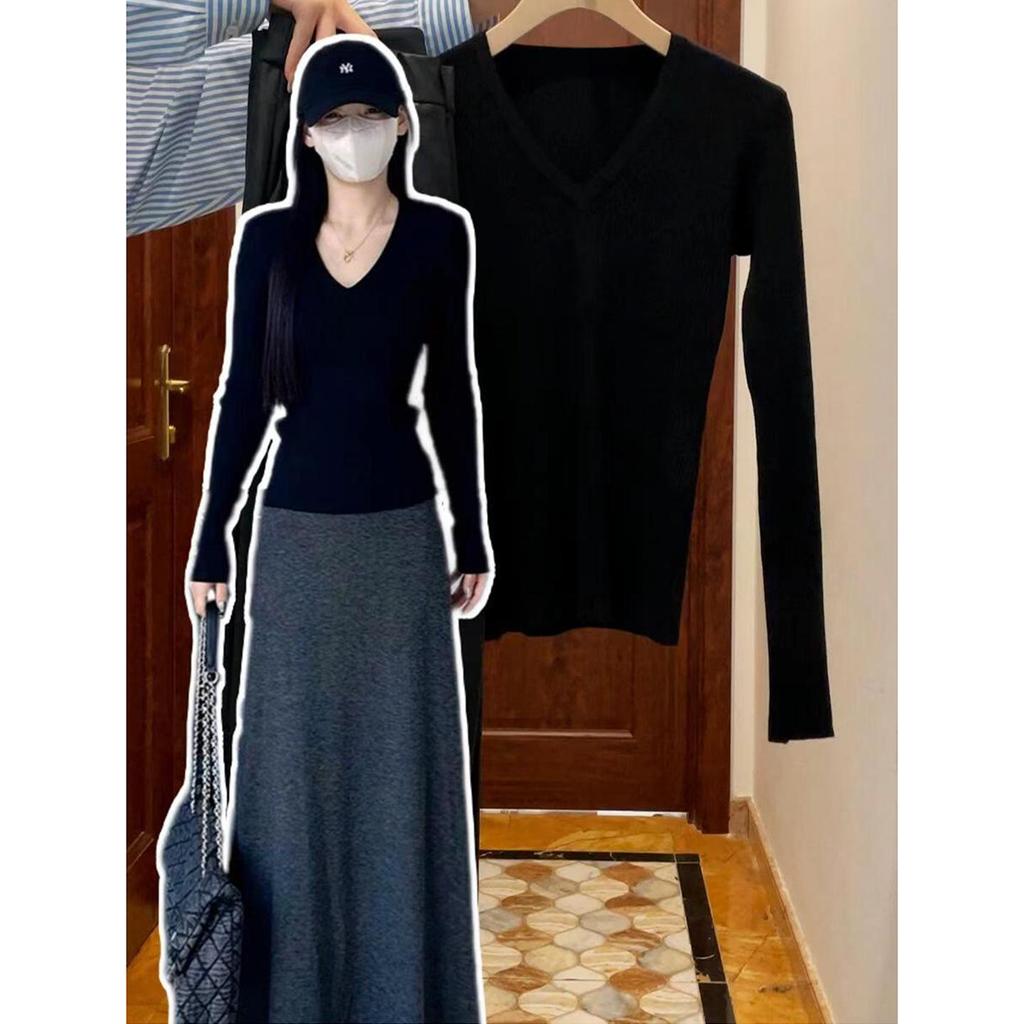 Women's Slim Fit Long-Sleeve White T-Shirt - Autumn 2025 Cinch Waist Innerwear 