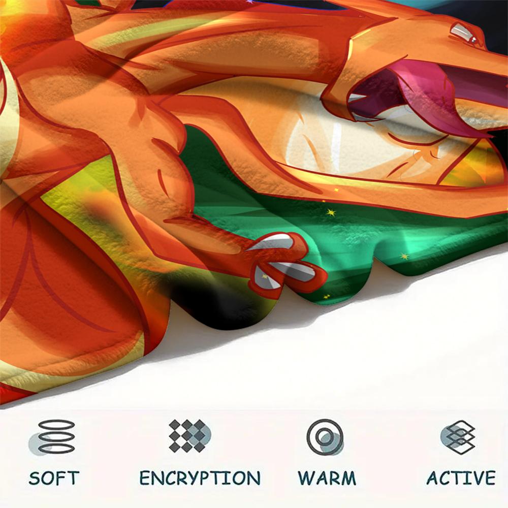 Charmander Muster Flanelldecke, Hohe Qualität, Bequem für Alle Jahreszeiten, Heimdekoration, Wärme und Komfort, Perfekt für Geschenke.