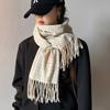 Love Beige Plaid Scarf Women's Autumn and Winter New Student Imitation Cashmere Shawl Dual-purpose Scarf
