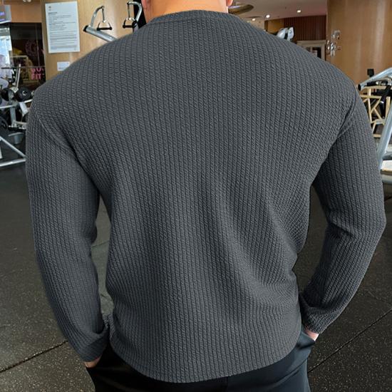 2024 Мужская однотонная рубашка с длинными рукавами, футболки для фитнеса, бодибилдинга, топы, мужские модные тонкие футболки в полоску, мужское нижнее белье