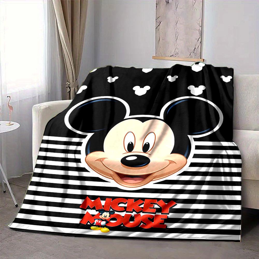 1Pc Mickey Mouse Iconic Face Blanket Soft And Comfortable Casual Warm Camping Travel Christmas Halloween Xmas Gift M928470
