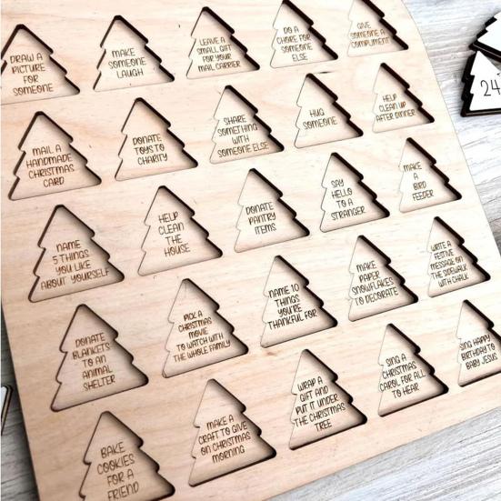 Деревянный рождественский адвент-календарь Акты доброты Адвент-календарь Рождественская елка 25